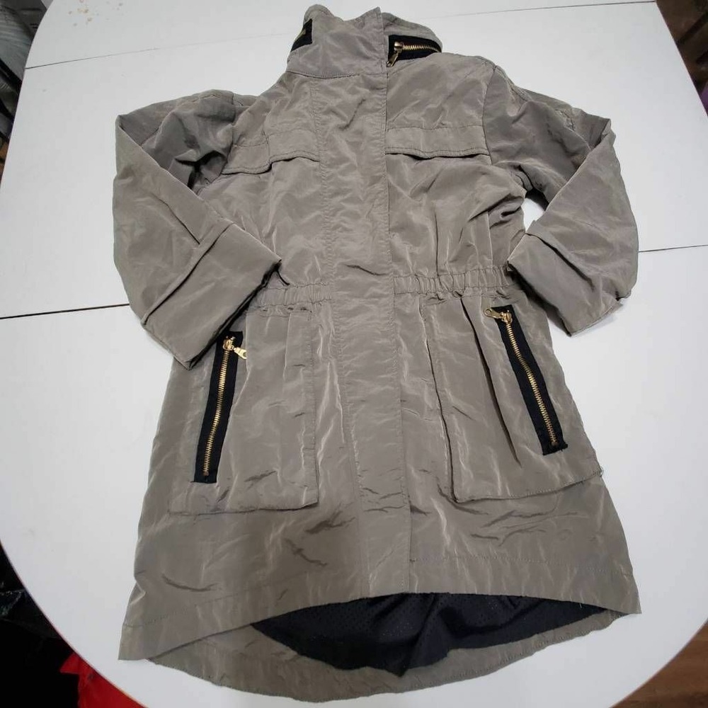 Seven7 Womens Jacket Coat Gray Full Zip Up Pockets Mock Neck Snap Buttons S